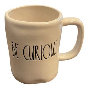 RAE DUNN Ceramic Mug 'BE CURIOUS' 16 oz Like New Artisan Collection by Magenta